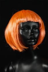 Perruque coupe carré orange foncé fluo UV