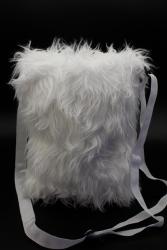 Sac à main blanc fluo UV peluche