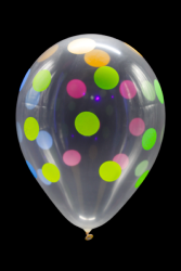 25 ballons baudruche ovales pois fluo Ø30 cm