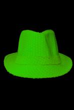 Chapeau jaune fluo tissus à strass 