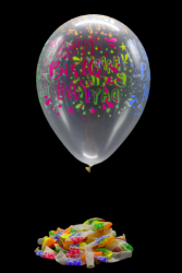 25 ballons baudruche ovales happy birthday fluo Ø30 cm