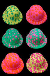 Lot de 6 chapeaux fluo melon étoiles et coeurs 