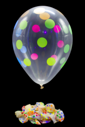 25 ballons baudruche ovales pois fluo Ø30 cm