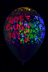 25 ballons baudruche ovales happy birthday fluo Ø30 cm