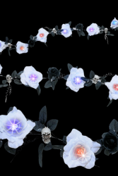 Guirlande de fleurs et têtes de mort halloween LED