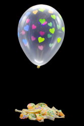 25 ballons baudruche ovales motif coeur fluo Ø30 cm