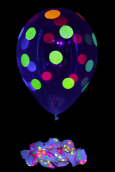 25 ballons baudruche ovales pois fluo Ø30 cm