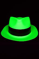 Chapeau vert fluo Al Capone avec bandeau noir