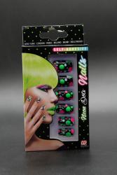 Faux ongles fluo à pois 